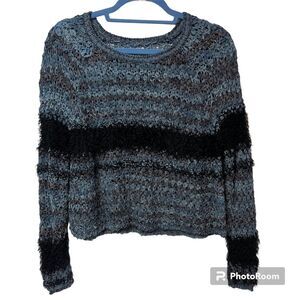 Leith Ribbon Knit Crop Fuzzy Sweater Size XS